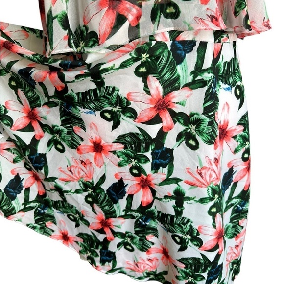 NWT Vince Camuto Floral Tropical Rain Ultra White Popover Flared Overlay… - Picture 8 of 17